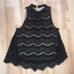 Black Lace Halter Top